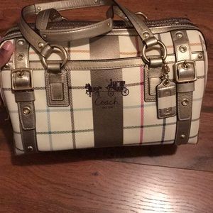 Coach Plaid Multicolored Bag with Gold Detailing